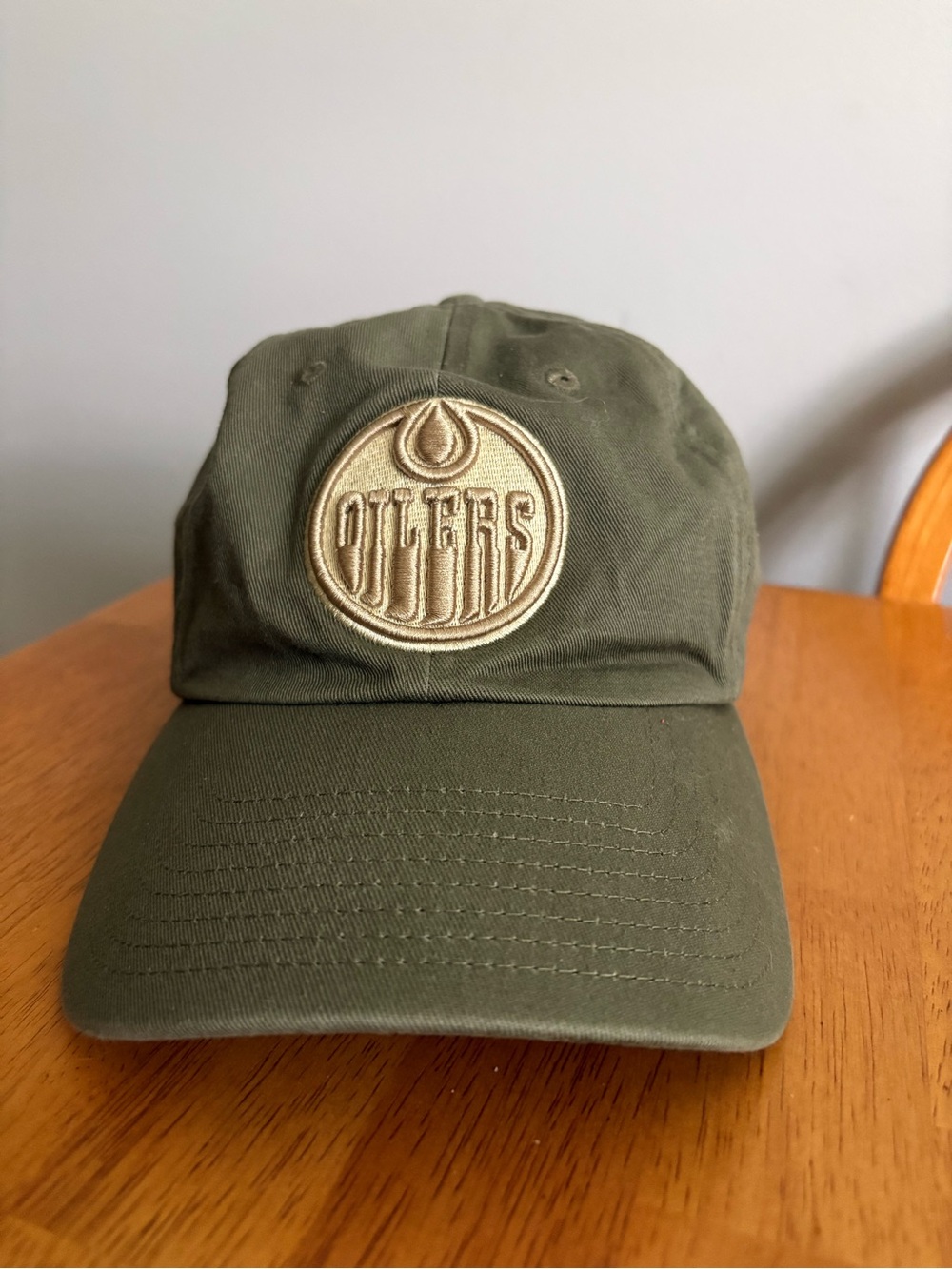 Edmonton Oilers Embroidered Logo Olive Fanatics Cap
